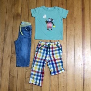 MINI BODEN BABY BOY TOP JEANS CROP PANT EUC 18-24